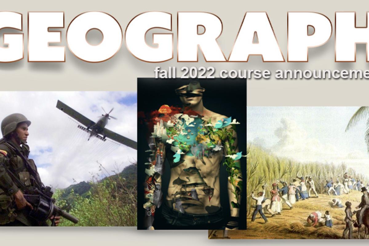 3 images: soldier, graphic of male, plantation workers
