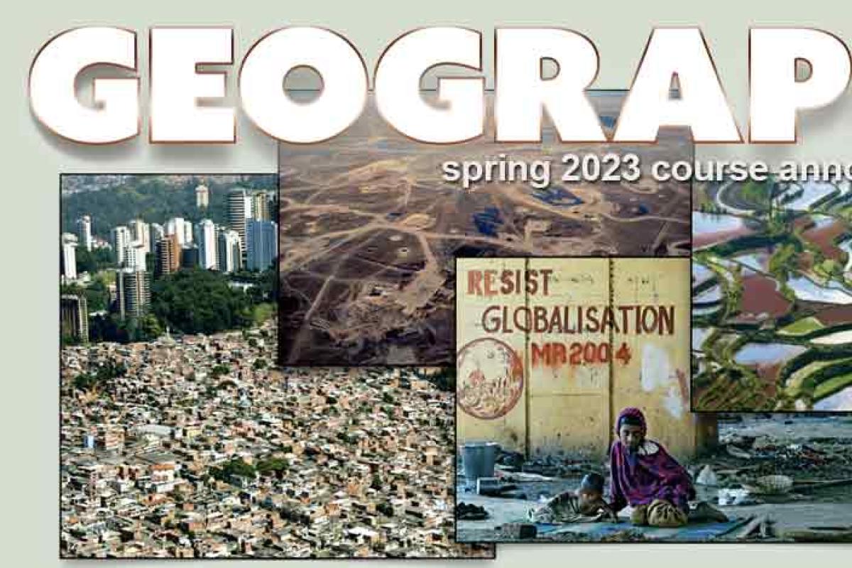 3 photos: dump, woman in poverty, topography