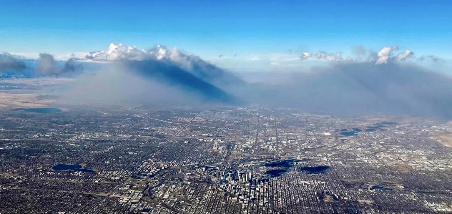 Aerial shot of wildfire smoke