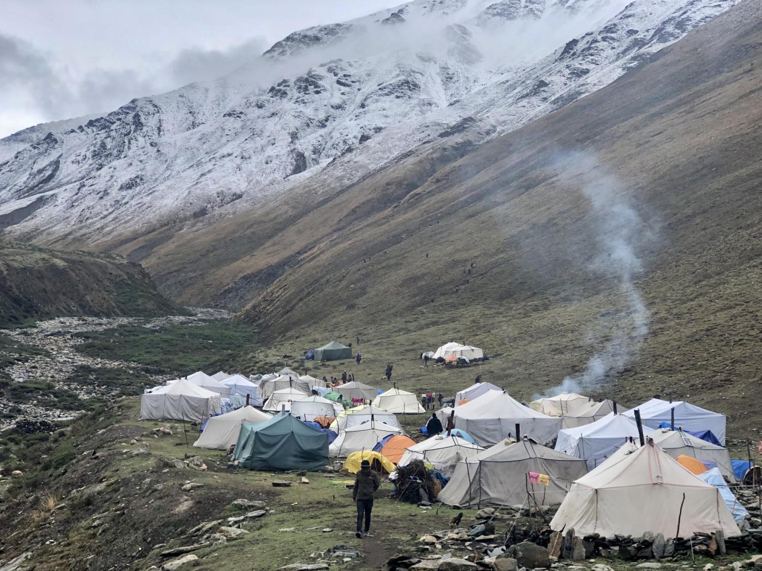 Tents in mountains
