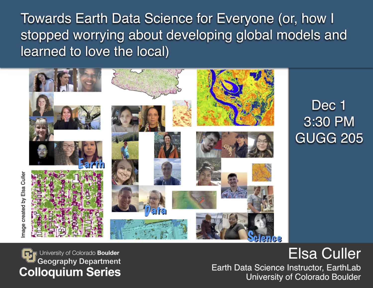 colloquium poster with title, time
