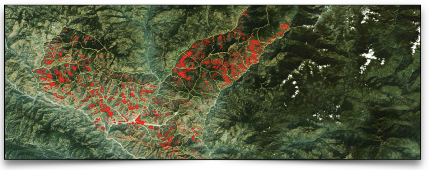 Remote sensing image of mountain terrain