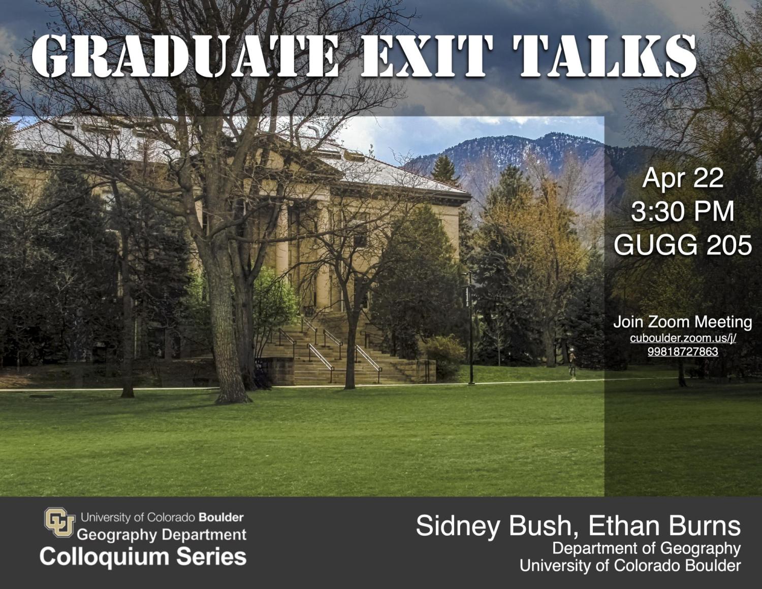 Colloquium poster with title, time and photo of GUGG
