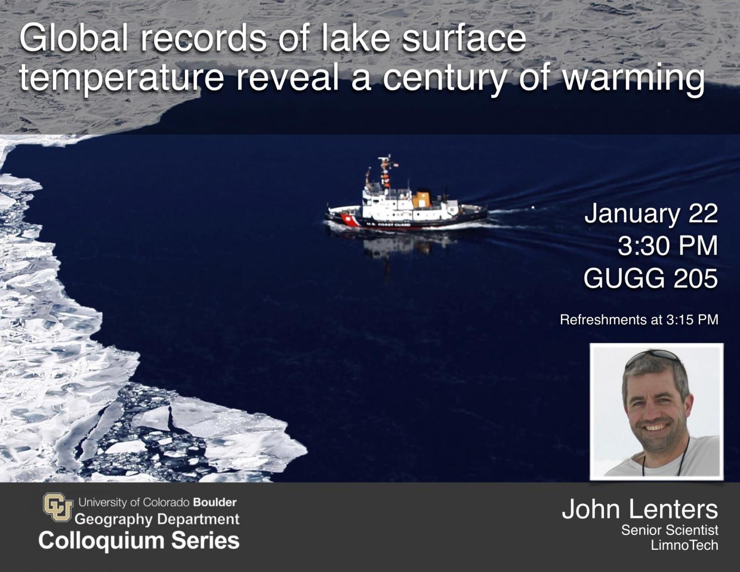 Colloquium poster with title, date, time, location, and ship in arctic