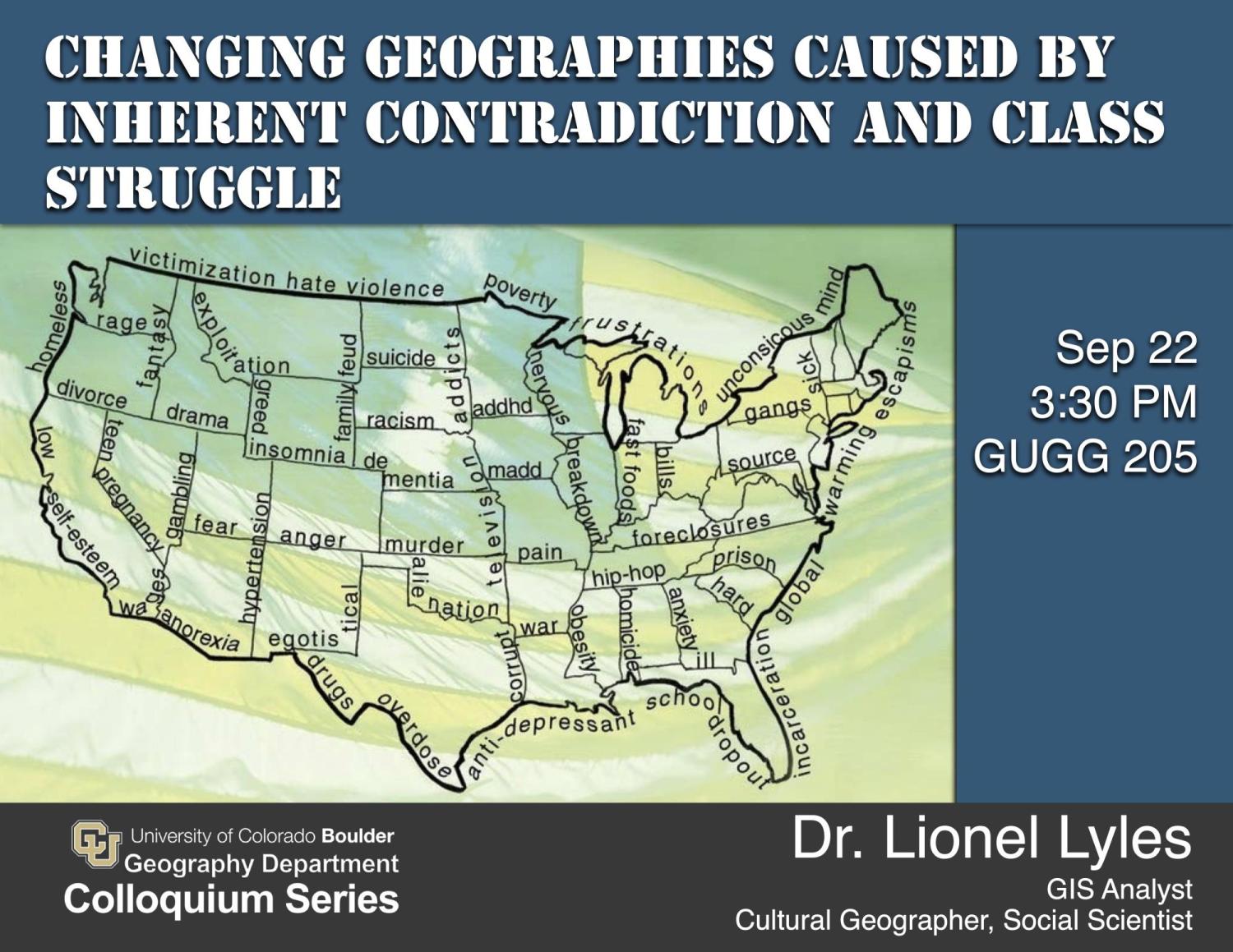 Colloquium poster with title, time