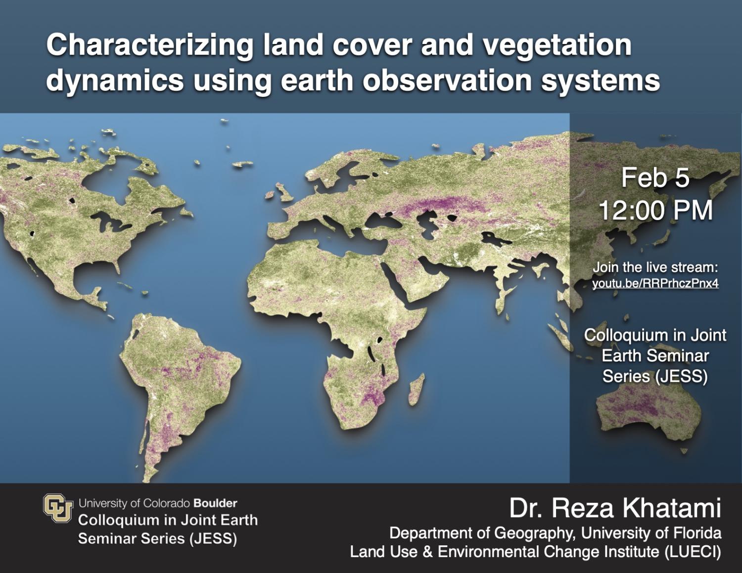 colloquium Poster with world map, title, time