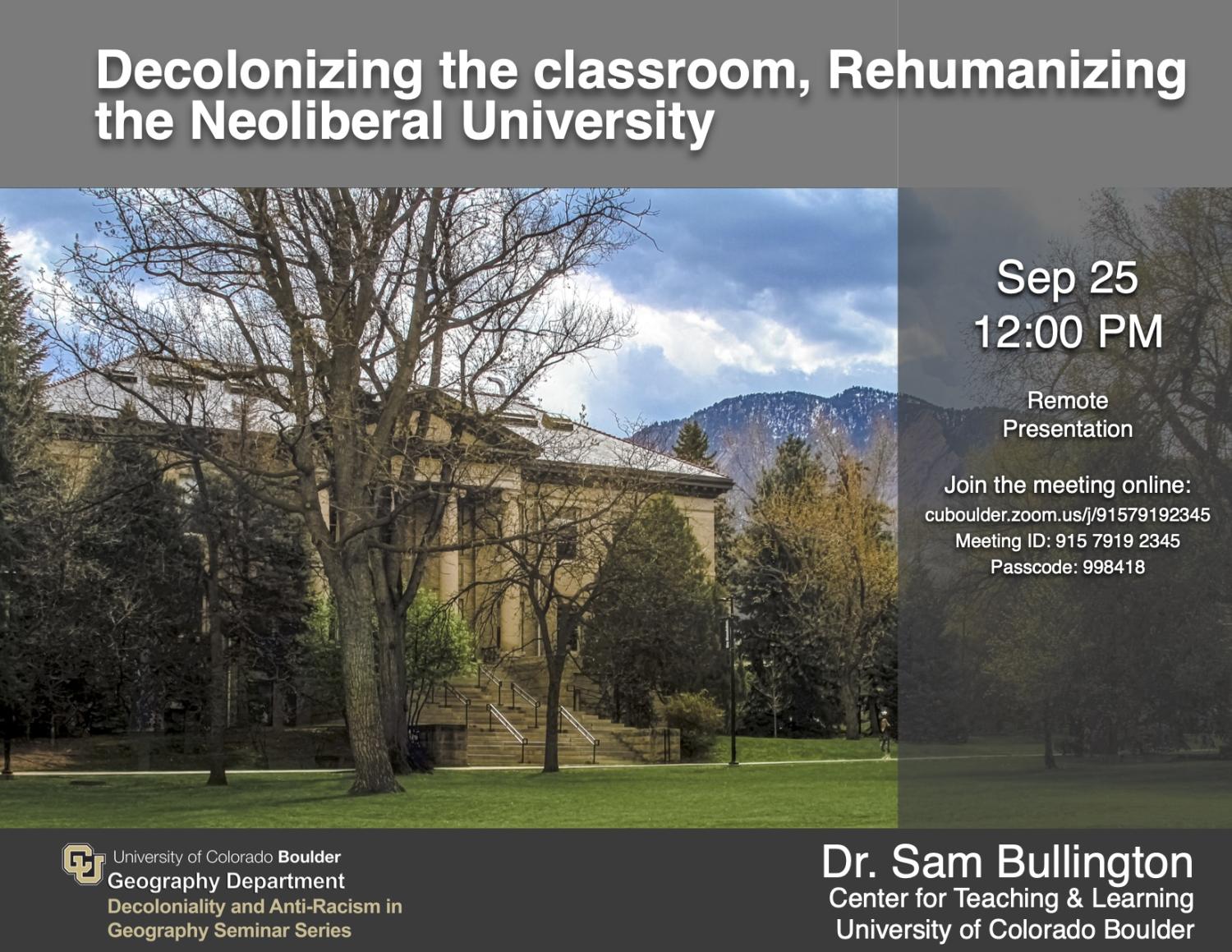 Poster with Guggenheim building and date, time of the talk