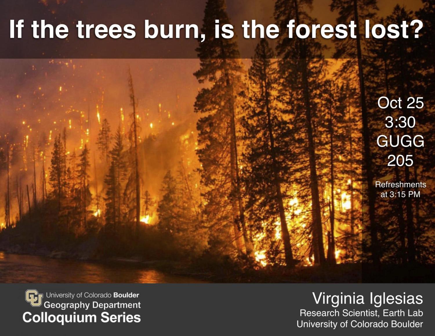 colloquium poster with photo of forest fire