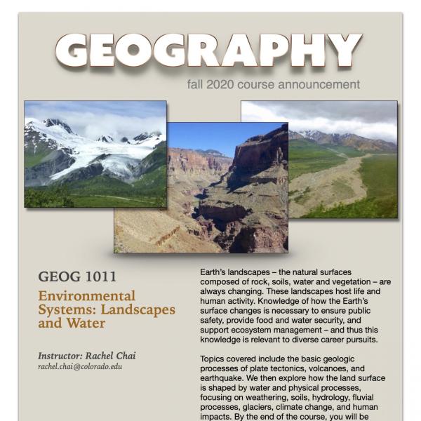 GEOG 1011 Course Flyer for Fall 2020
