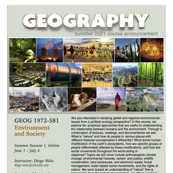 GEOG 1972-581 Course Flyer for Summer 2021
