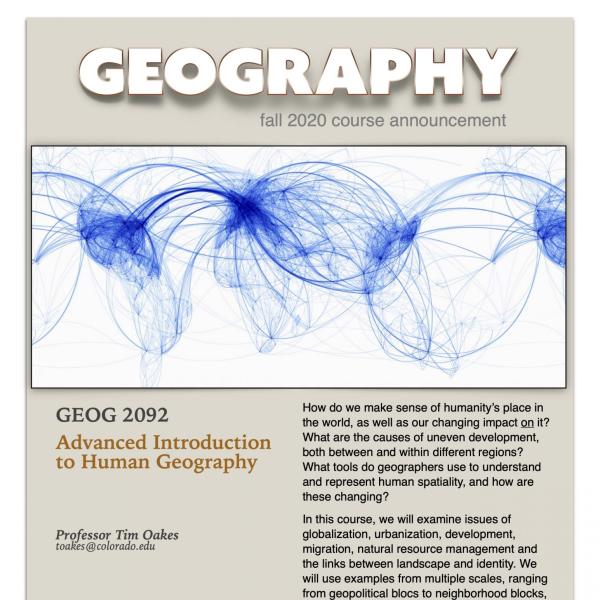 GEOG 2092 Course Flyer for Fall 2020