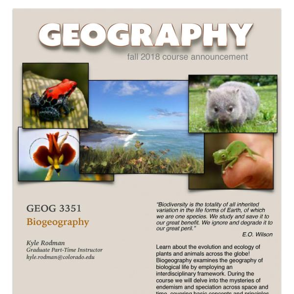 GEOG 3351 Course Flyer for Fall 2018