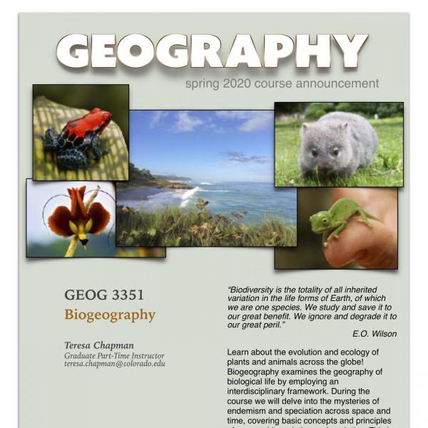 GEOG 3351 Course Announcement for Spring 2020
