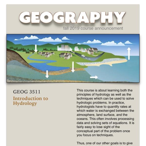 GEOG 3511 Course Announcement for Fall 2019