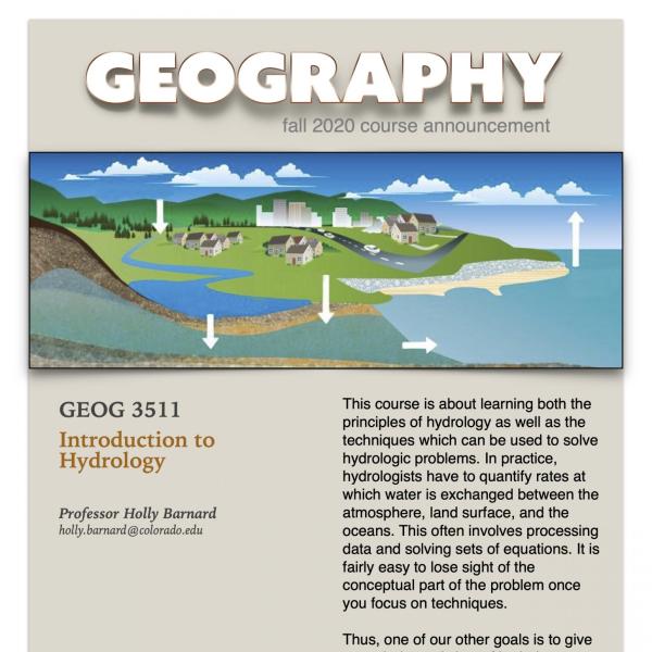 GEOG 3511 Course Flyer for Fall 2020
