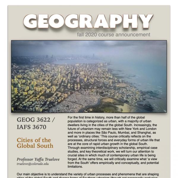 GEOG 3622 Course Flyer for Fall 2020