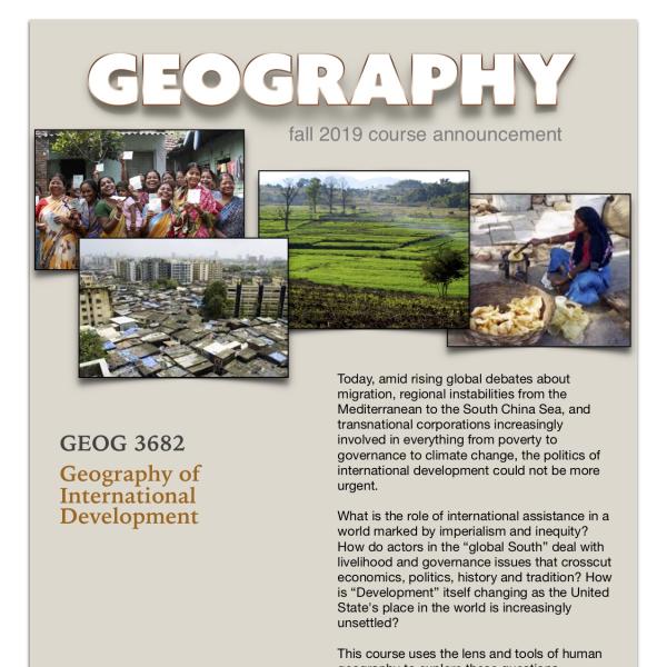 GEOG 3682 Course Announcement for Fall 2019