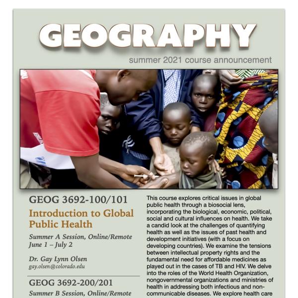 GEOG 3692 Course Flyer for Summer 2021