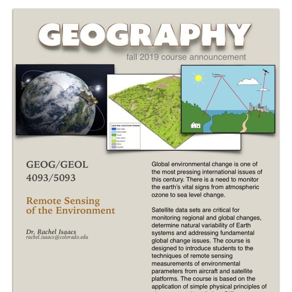 GEOG 4093-5093 Course Announcement for Fall 2019