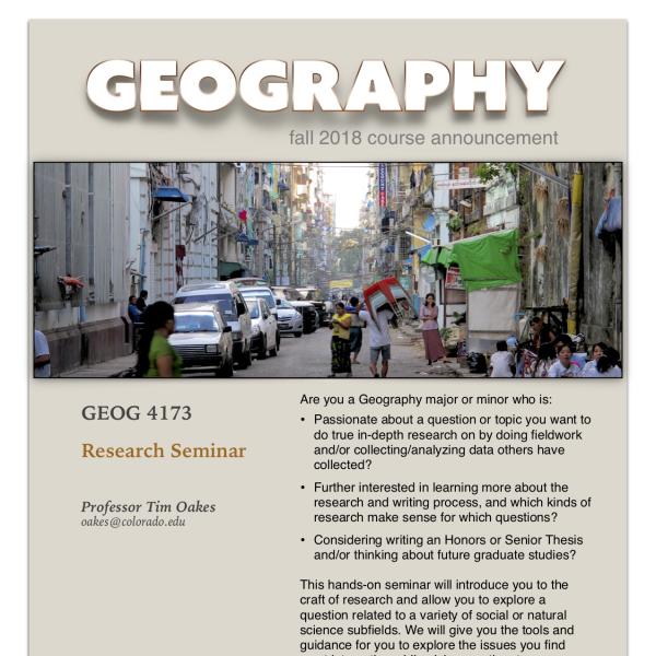 GEOG 4173 Course Announcement for Fall 2019