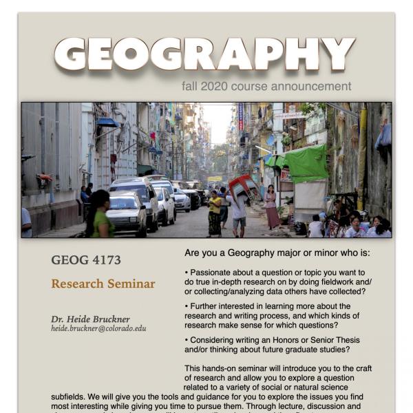 GEOG 4173 Course Flyer for Fall 2020