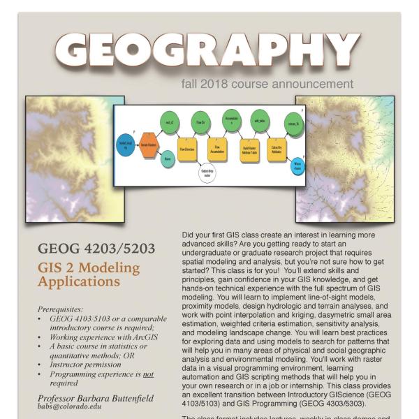 GEOG 4203/5203 Course Flyer for Fall 2018