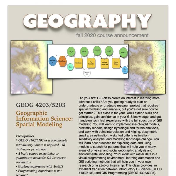 GEOG 4203/5203 Course Flyer for Fall 2020