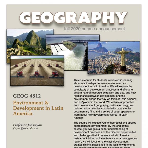 GEOG 4812 Course Flyer for Fall 2020