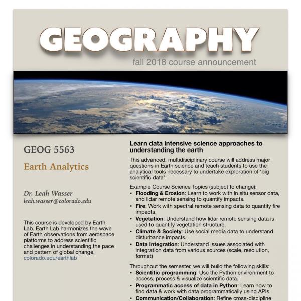 GEOG 5563 Course Flyer for Fall 2018