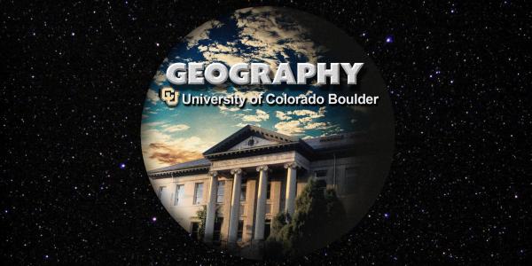GEOG logo of spherical shape of GUGG with outer space in the background 