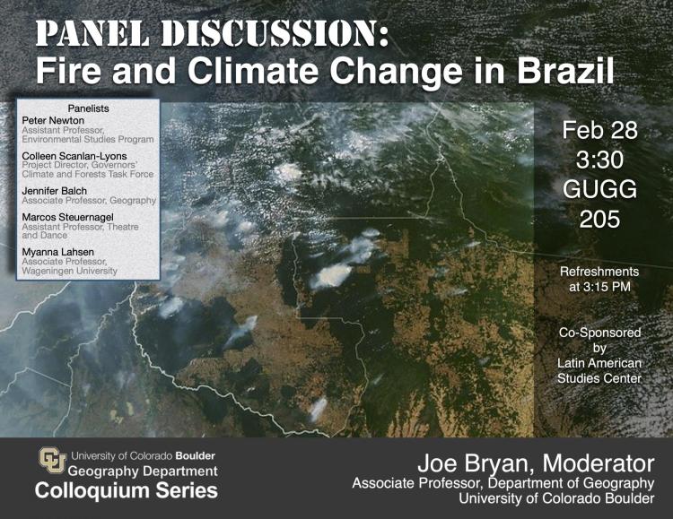 Poster with details and satellite photo of Brazilian fires