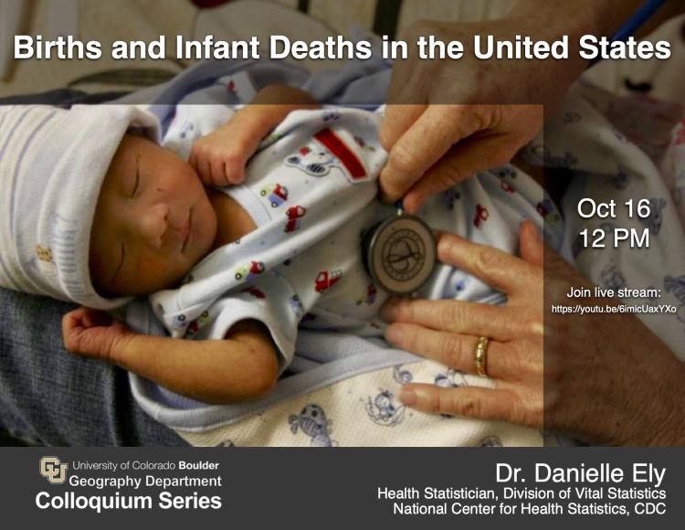 Colloquium Poster with infant, title, time