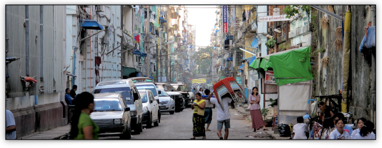 Busy city street in Asia