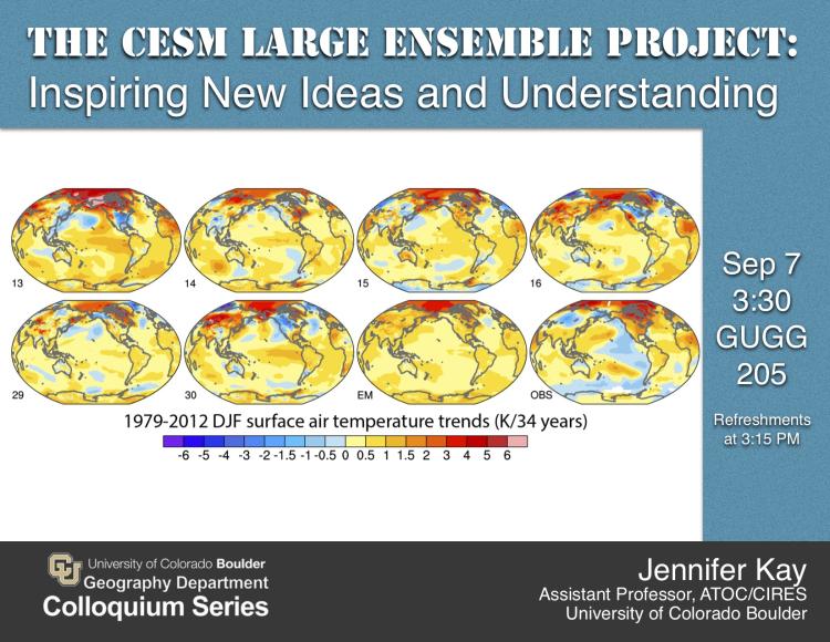 Poster for Colloquia - with image of 8 globes showing DJF surface temperatures 1979-2012