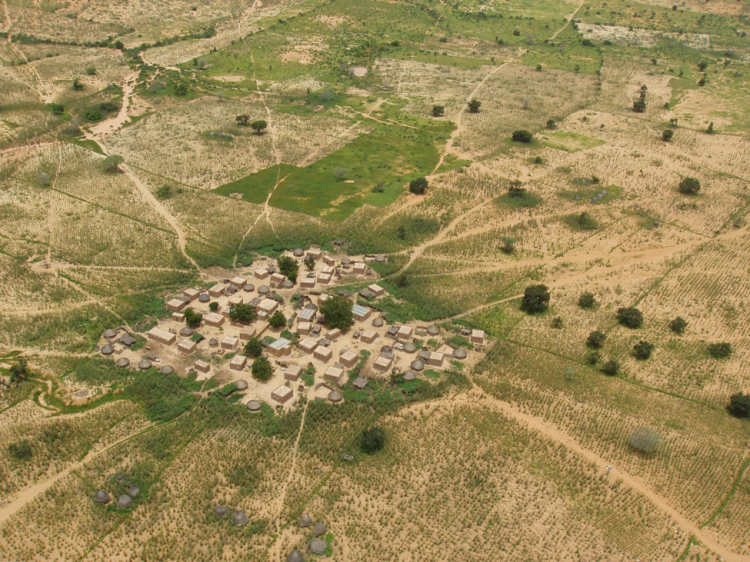 Aerial photo of African village