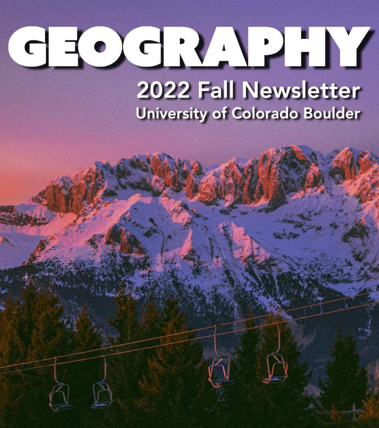 Newsletter cover with mountains and ski lift