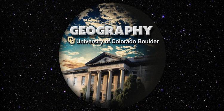 GEOG logo of spherical shape of GUGG with outer space in the background