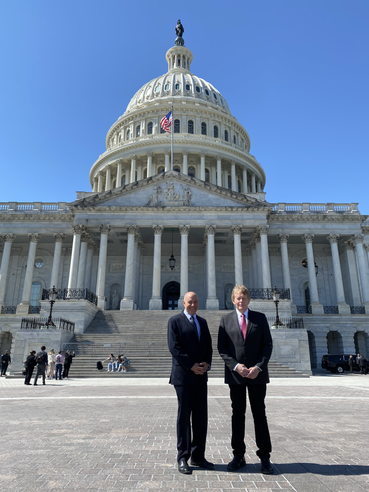 From the visit. Waleed Abdalati (left) and Dan Baker (right). The photo was taken by Heather Bené in CU Government Relations