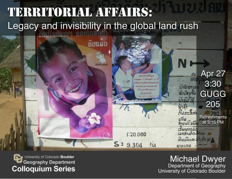 Public postings on a board with various posters and info in a foreign language