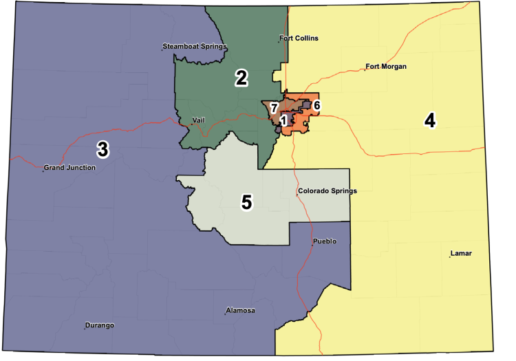 Colorado map showing redistricting