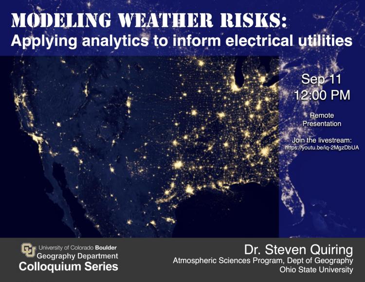 Colloquium poster with satellite image of US at night.