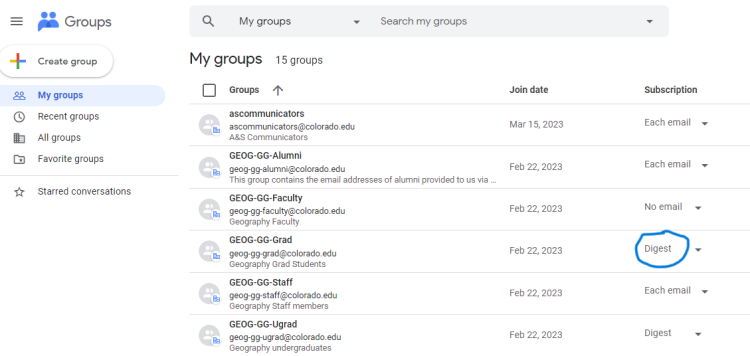 Google group example