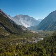 Mountain range with snowcapped peaks