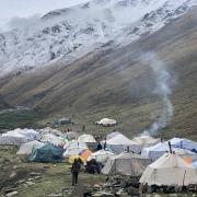 Tents in mountains