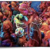 Painted people in religious celebration