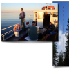 Collage of Peter Blanken on with crew on boat in Great Lakes, weather tower