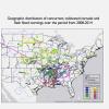 Map of geographical distribution of tornado and flash flood warnings
