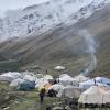 Tents in mountains