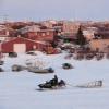 snowmobile in village