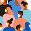 Graphic of people wearing surgical masks